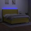 vidaXL Sommier &agrave; lattes de lit matelas et LED Vert 180x200 cm Tissu