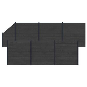 vidaXL Ensemble de Cl&ocirc;ture 7 pc 1138 x 186 cm WPC et Aluminium Noir