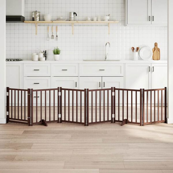 vidaXL Barri&egrave;re pour chiens avec porte 6 panneaux bois de sapin massif