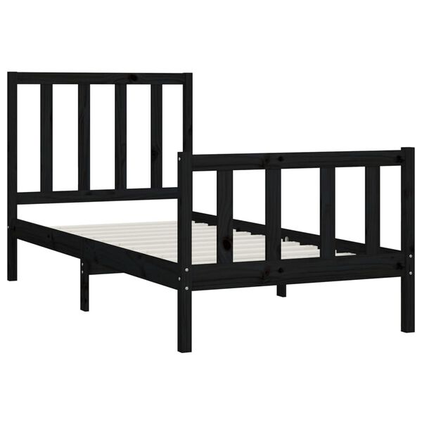 vidaXL Cadre de lit sans matelas noir 100x200 cm bois massif