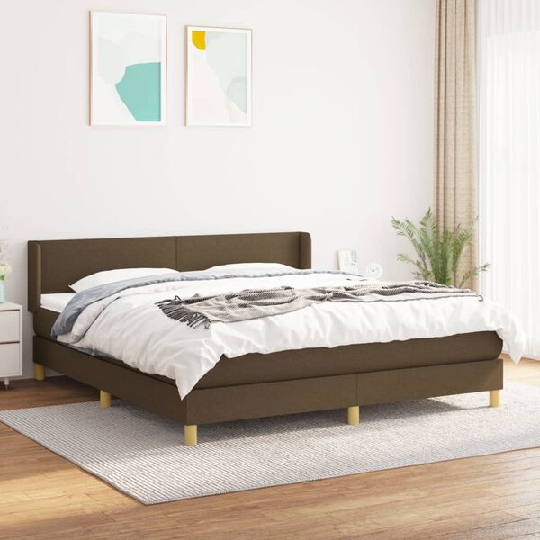 vidaXL Sommier &agrave; lattes de lit avec matelas Marron fonc&eacute; 180x200 cm