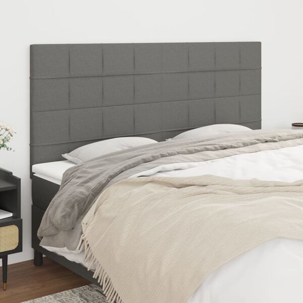 vidaXL T&ecirc;te de lit Gris fonc&eacute; 200x5x118/128 cm Tissu