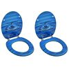 vidaXL Si&egrave;ges de toilette avec couvercle 2 pcs MDF Bleu Gouttes d'eau
