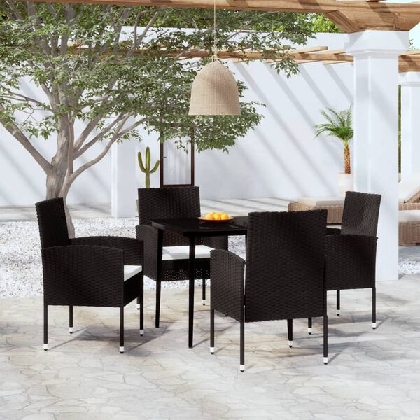 vidaXL Ensemble &agrave; manger de jardin 5 pcs Noir
