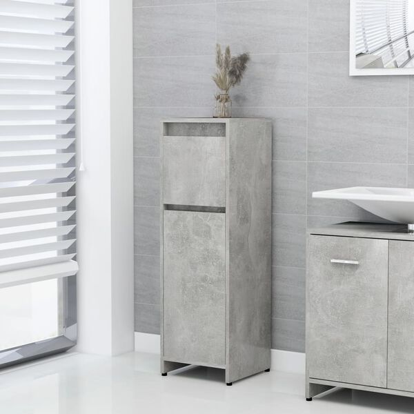 vidaXL Armoire de salle de bain Gris béton 30x30x95 cm Bois ingénierie