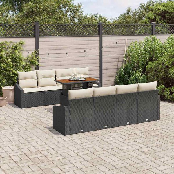 vidaXL Ensemble de canapé de jardin 9 pcs Noir Poly rotin