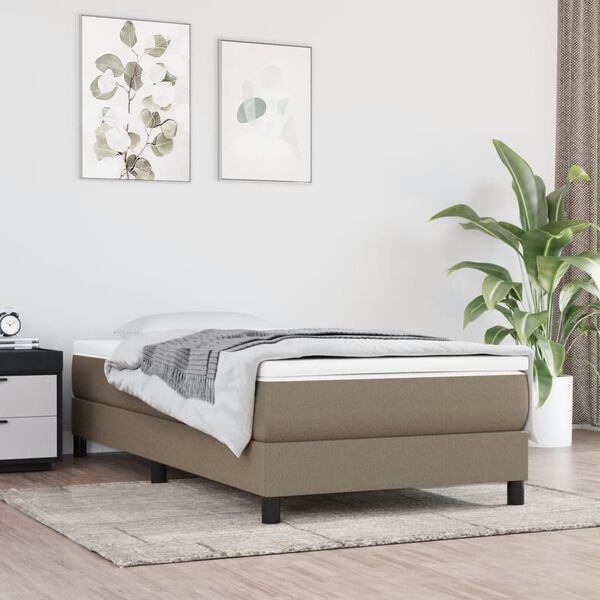 vidaXL Sommier &agrave; lattes de lit avec matelas Taupe 90x200 cm Tissu