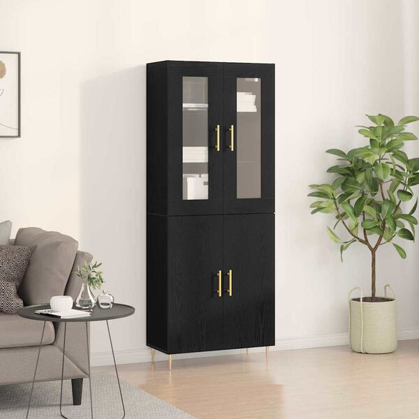 vidaXL Haut Armoire 2 pcs Ch&ecirc;ne noir Bois d'ing&eacute;nierie