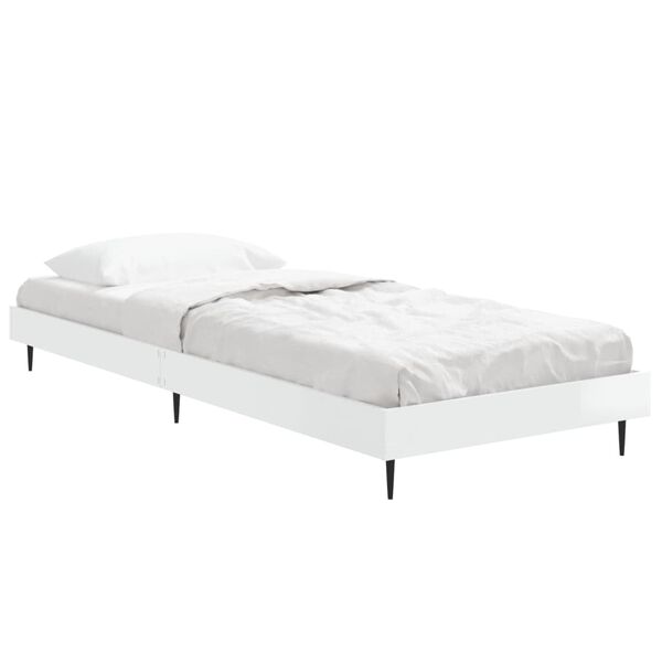 vidaXL Cadre de lit sans matelas blanc brillant 75x190 cm
