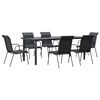 vidaXL Ensemble &agrave; manger de jardin 7 pcs noir textil&egrave;ne et acier