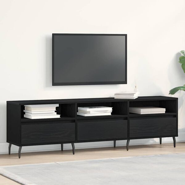vidaXL Meuble TV Ch&ecirc;ne noir 150 x 30 x 44,5 cm Bois d'ing&eacute;nierie