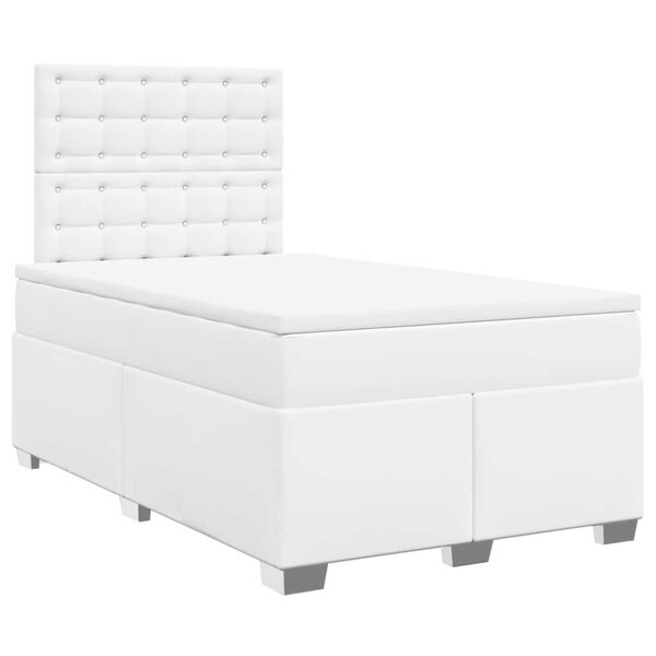 vidaXL Sommier &agrave; lattes de lit avec matelas blanc 120x190cm similicuir