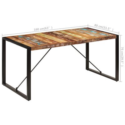 vidaXL Table de salle à manger 160x80x75cm Bois de récupération massif