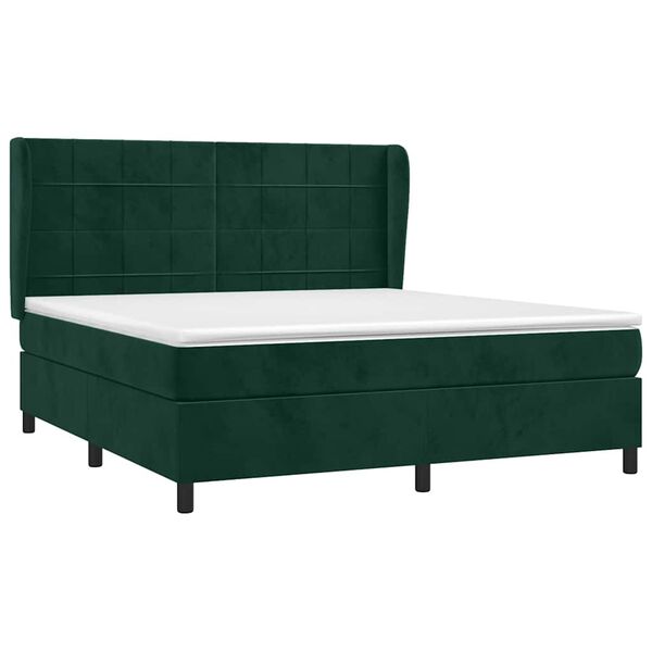 vidaXL Sommier &agrave; lattes de lit et matelas Vert fonc&eacute; 180x200cm Velours