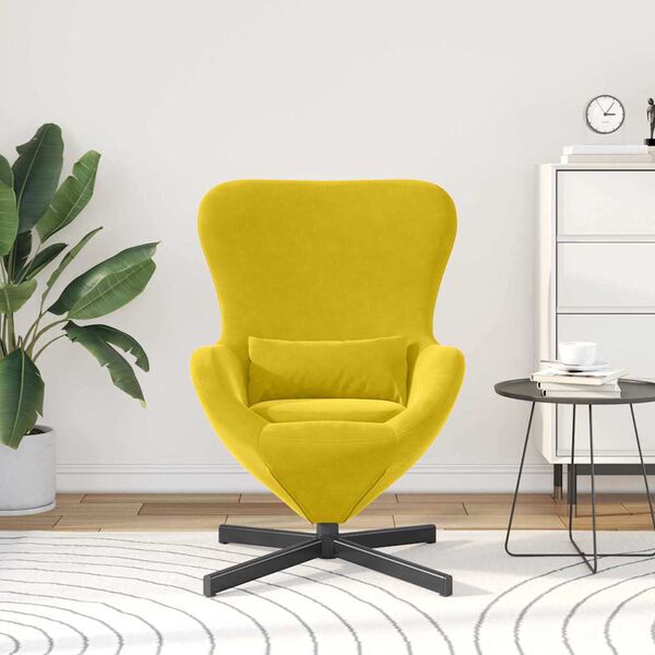 vidaXL Fauteuil &oelig;uf Jaune 63 x 73 x 90 cm Velours