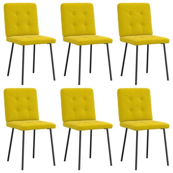 vidaXL Chaises &agrave; manger lot de 6 jaune velours