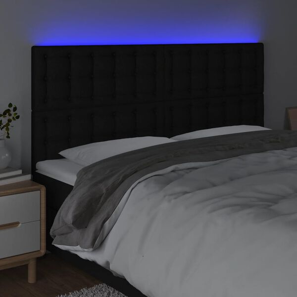 vidaXL T&ecirc;te de lit &agrave; LED Noir 200x5x118/128 cm Tissu