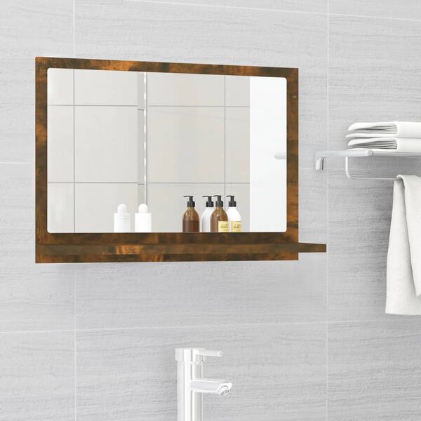 vidaXL Miroir de bain Ch&ecirc;ne fum&eacute; 60x10,5x37 cm Bois d'ing&eacute;nierie