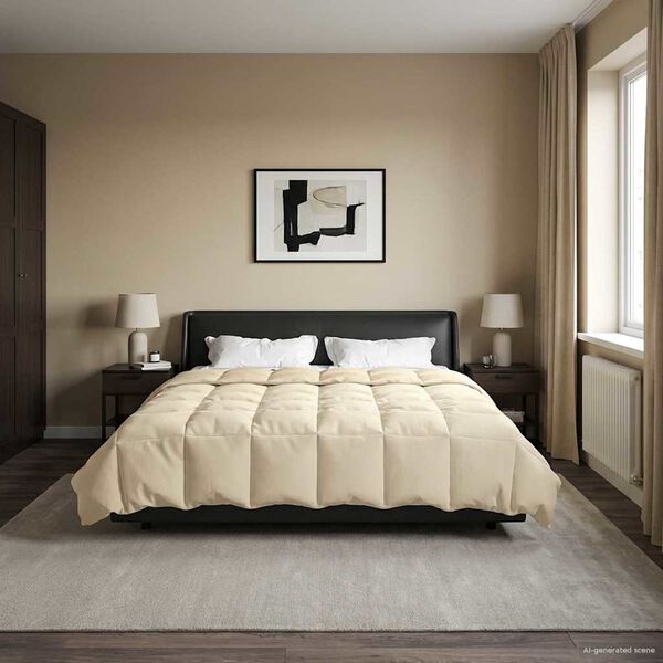 vidaXL Duvet complet toute l'ann&eacute;e Cr&egrave;me 220 x 260 cm Microfibre