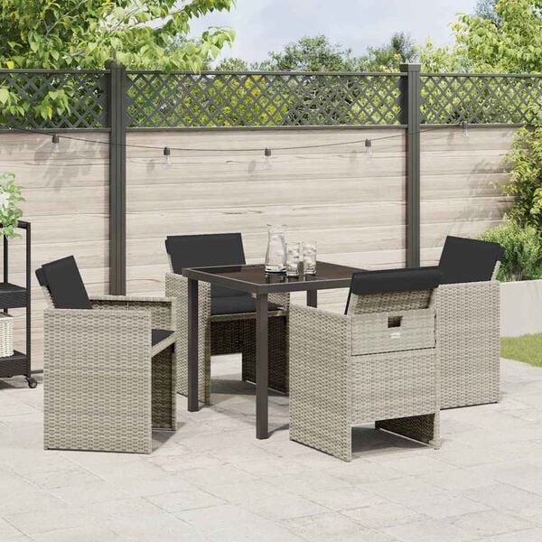 vidaXL Ensemble de salle &agrave; manger pour jardin 5 pcs Gris clair