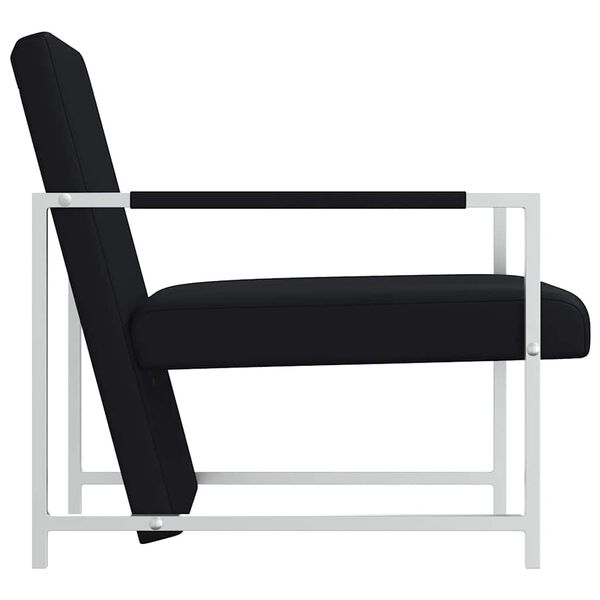 vidaXL Fauteuil avec pieds chromés Noir Similicuir