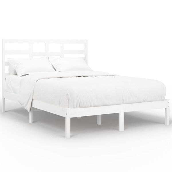 vidaXL Cadre de lit sans matelas blanc bois massif 140x200 cm