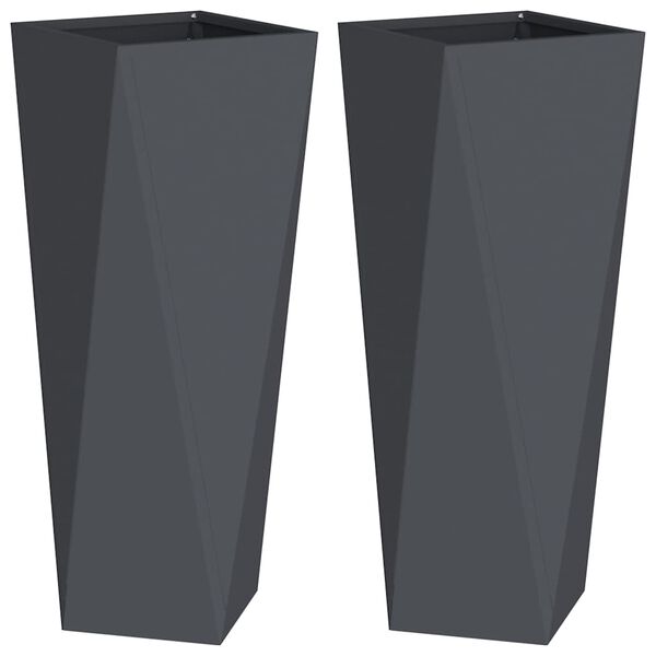 vidaXL Jardinière 2 pcs Anthracite 30 x 30 x 75 cm Acier
