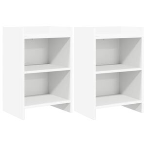 vidaXL Tables de chevet 2 pcs Blanc 40 x 30 x 60 cm Bois d'ing&eacute;nierie