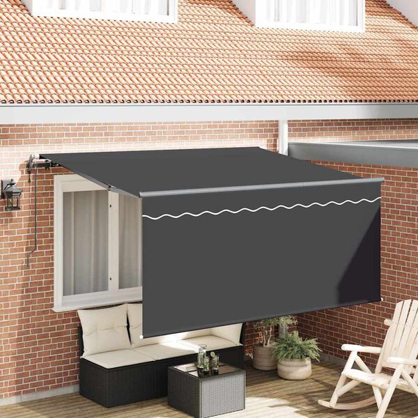 vidaXL Auvent R&eacute;tractable Ray&eacute; Anthracite 300 x 200 cm tissu