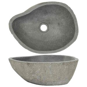 vidaXL Lavabo en pierre de rivi&egrave;re Ovale (37-46)x(29-36) cm