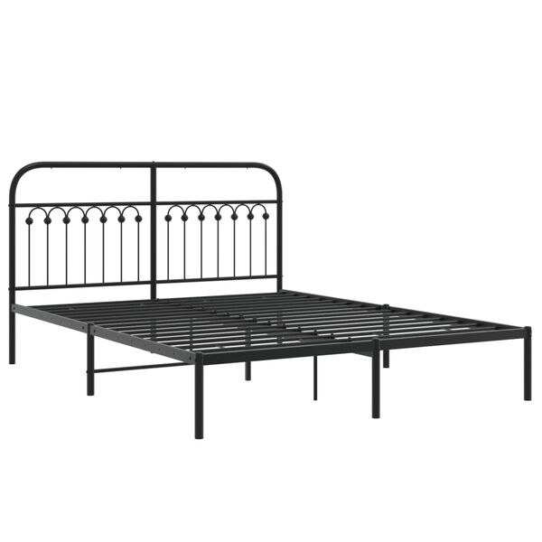 vidaXL Cadre de lit m&eacute;tal sans matelas et t&ecirc;te de lit noir 160x200 cm