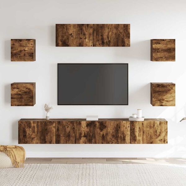 vidaXL Ensemble de meubles TV 7 pcs Chêne fumé Bois d'ingénierie