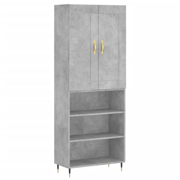 vidaXL Buffet haut Gris b&eacute;ton 69,5x34x180 cm Bois d'ing&eacute;nierie