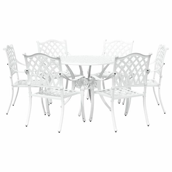 vidaXL Ensemble de salle &agrave; manger pour jardin 7 pcs Blanc Aluminium