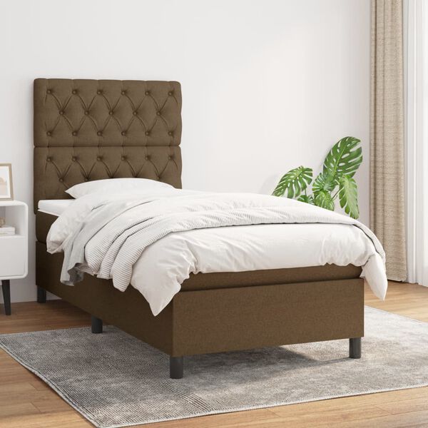 vidaXL Sommier &agrave; lattes de lit avec matelas Marron fonc&eacute; 80x200 cm