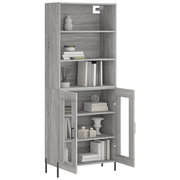 vidaXL Buffet haut Sonoma gris 69,5x34x180 cm Bois d'ing&eacute;nierie