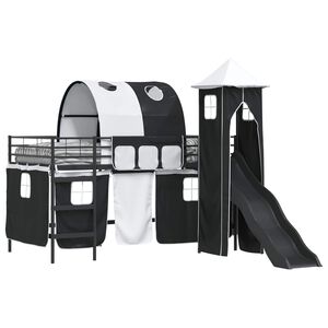 vidaXL Lit mezzanine pour enfants Noir 107 x 200 cm M&eacute;tал