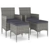 vidaXL Jeu de chaise et tabouret de jardin 4 pcs R&eacute;sine tress&eacute;e Gris