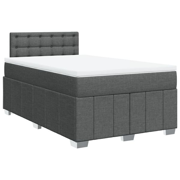 vidaXL Sommier &agrave; lattes de lit avec matelas gris fonc&eacute; 120x190cm tissu