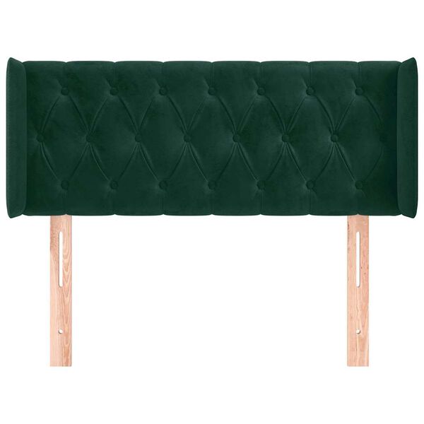 vidaXL T&ecirc;te de lit avec oreilles Vert fonc&eacute; 103x16x78/88 cm Velours