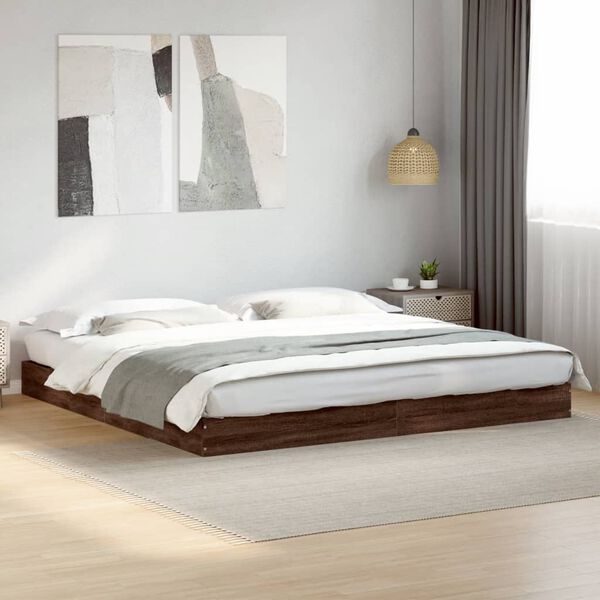 vidaXL Cadre de lit sans matelas ch&ecirc;ne marron 180x200 cm
