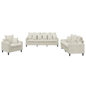 vidaXL Ensemble de canap&eacute;s 3 pcs avec coussins Cr&egrave;me Velours