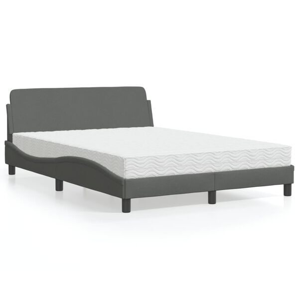 vidaXL Lit avec matelas Dover gris fonc&eacute; 140x190 cm tissu