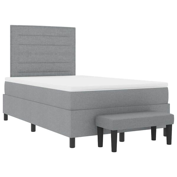 vidaXL Lit &agrave; ressorts avec matelas Gris clair 120 x 200 cm tissu