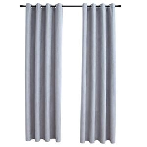 vidaXL Rideaux occultants avec anneaux en m&eacute;tal 2 pcs Gris 140x175 cm