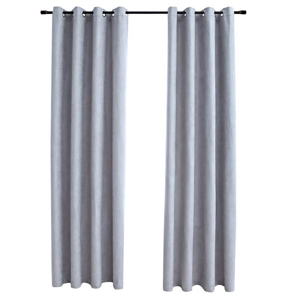 vidaXL Rideaux occultants avec anneaux en m&eacute;tal 2 pcs Gris 140x175 cm