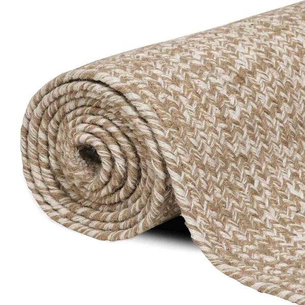 vidaXL Tapis Naturel et blanc 60 x 110 cm Jute