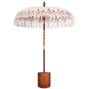 vidaXL Parasol balinais avec base Cr&egrave;me et marron &Oslash; 180-190 cm