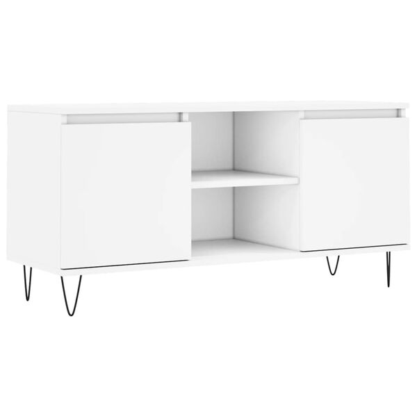 vidaXL Meuble TV blanc 104x35x50 cm bois d'ing&eacute;nierie
