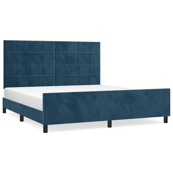 vidaXL Cadre de lit sans matelas bleu fonc&eacute; velours
